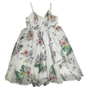 Torrid White Floral Chiffon Fit & Flare Dress Women’s Size 00 (L/12) Boho